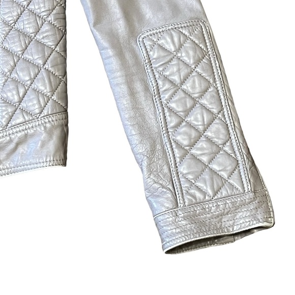 Samantha Sipos Genuine Lamb Leather Moto Jacket Dove Gray Size XS #912 - Picture 8 of 13